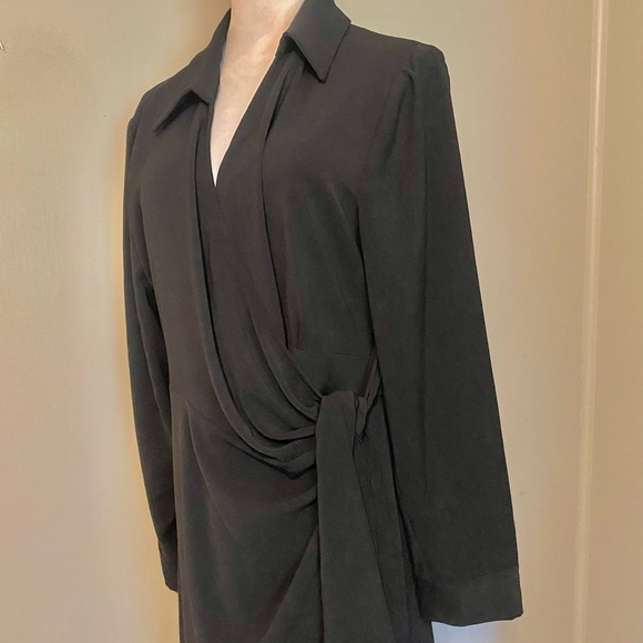 Elegant Black Wrap Dress, No Brand Tag. Approx Sz 16 - Picture 4 of 14